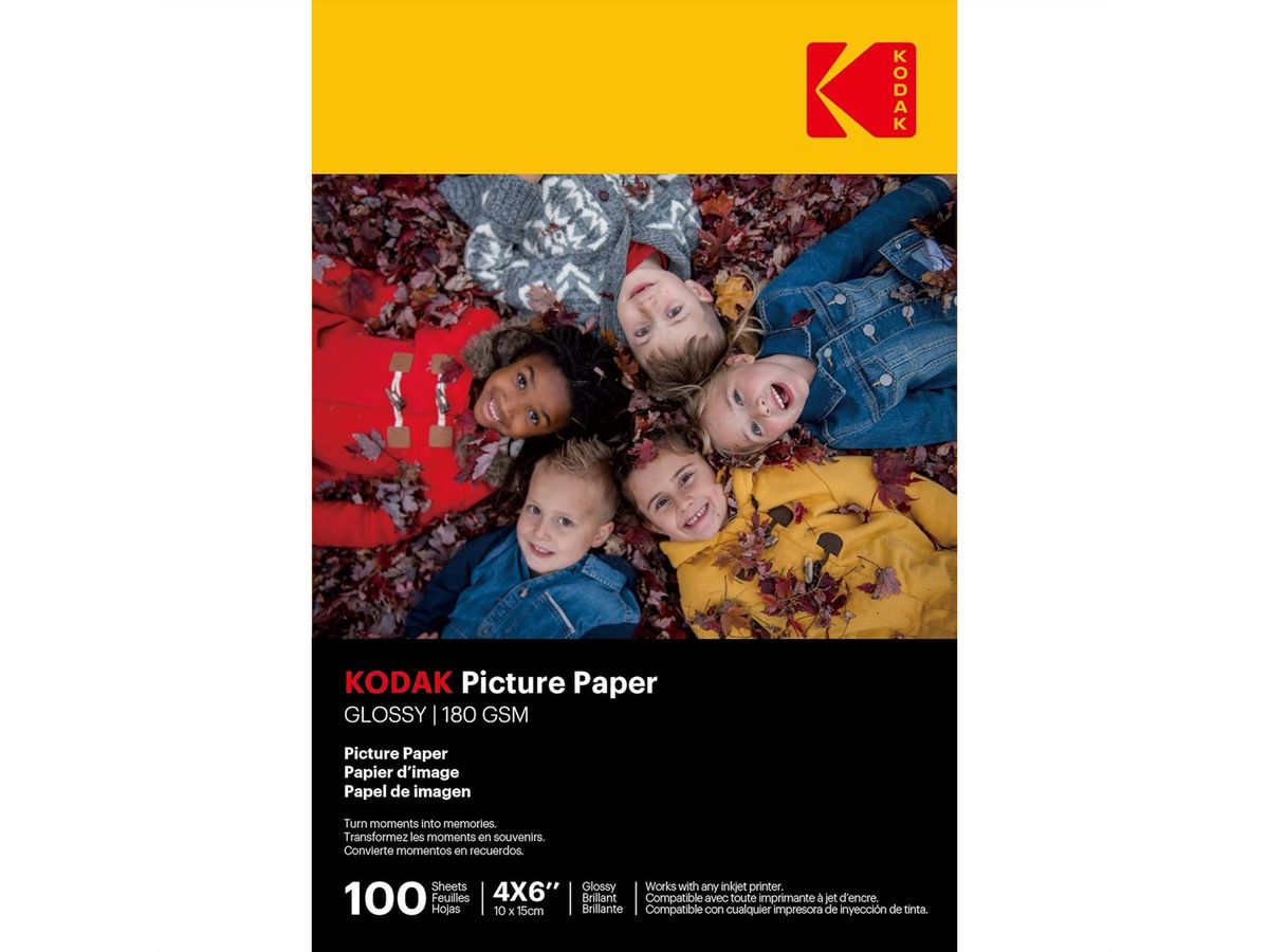 Kodak Fotopapier - 100 Blatt A6, 180g/qm, 10cm x 15cm, Hochlglanz