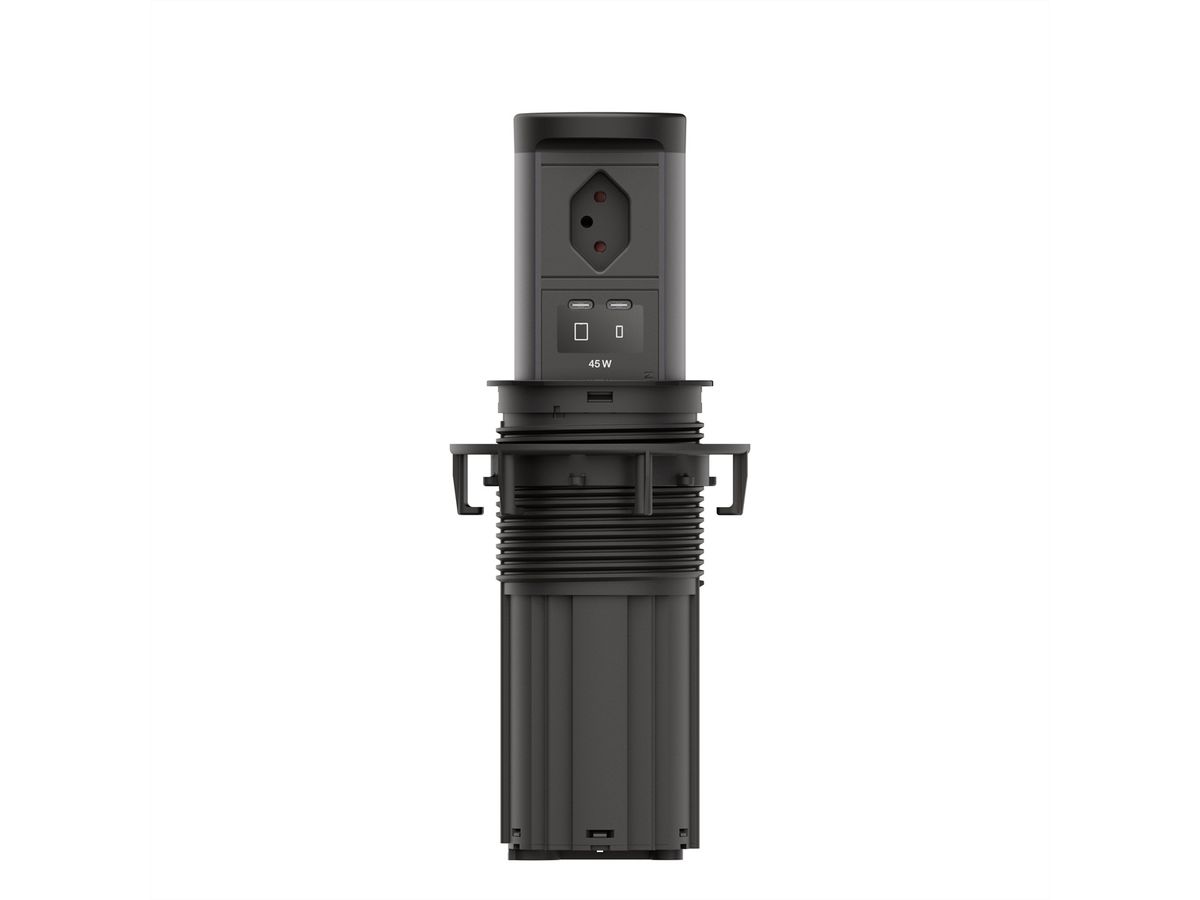 BACHMANN ELEVATOR2 1xCH T13, 1xUSB C/C 45W RAL9005 L=2,0m AEH