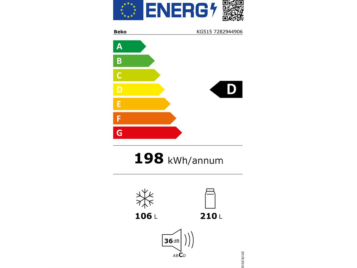 Beko Kühl-Gefrierkombination KG515 , 316l, 186.5cm