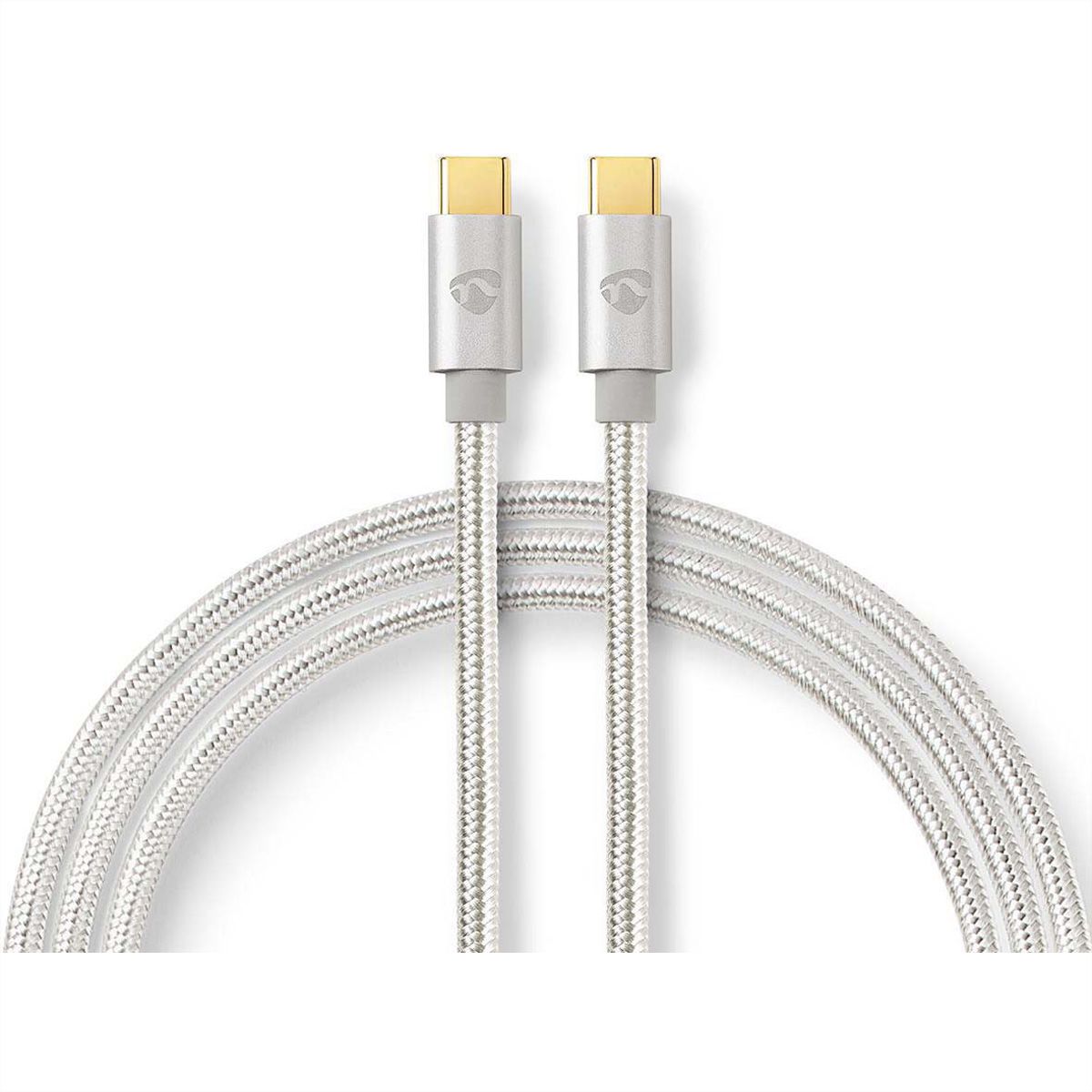 Nedis USB 2.0 Kabel, Typ C-C, ST/ST, 100W, silber, 2m