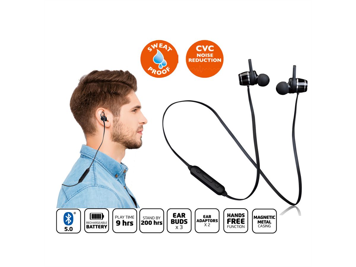 Lenco In Ear Kopfhörer EPB-030BK, Bluetooth