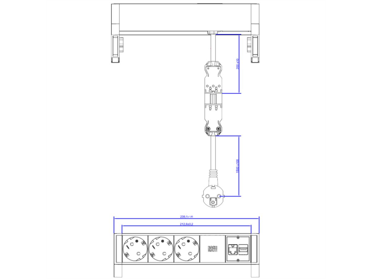 BACHMANN DESK2 3x CEE7/3 1x CAT6A 1x USB