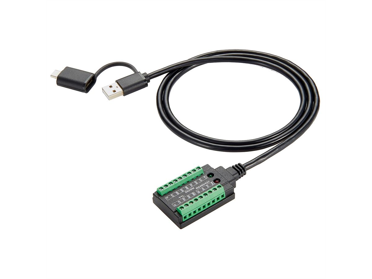 EXSYS EX-13003 Câble USB vers série 1S RS-232/422/485/TTL, bloc terminal, 1.0 m (chipset FTDI)