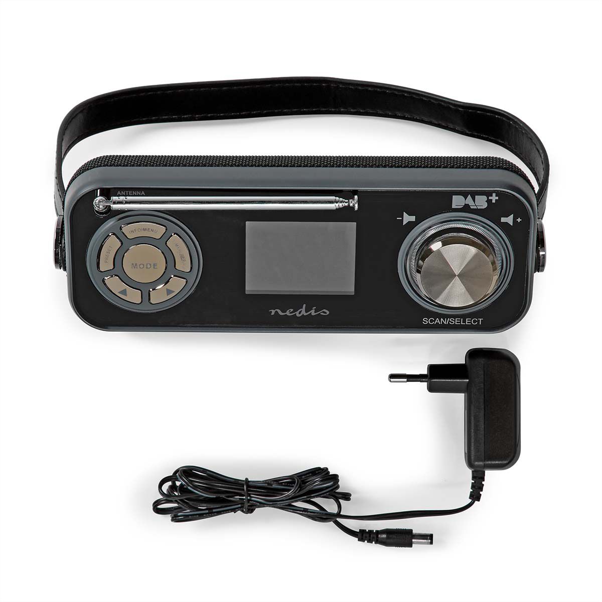 Radio de table DAB+ Nedis, noir, Bluetooth, batterie rechargeable