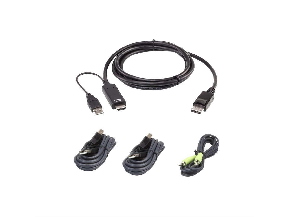 ATEN 2L-7D02UHDPX4 HDMI zu DP KVM KabelKit, True 4K