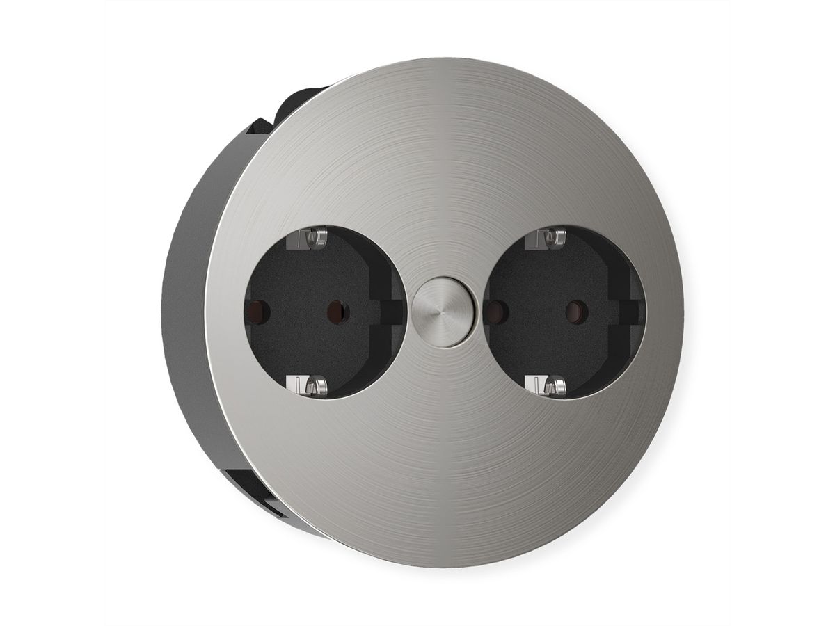 BACHMANN TWIST 2S 2x contact de protection, fiche de montage à contact de protection, Chargeur USB 30W 2,0m GST18, argent, 2 m