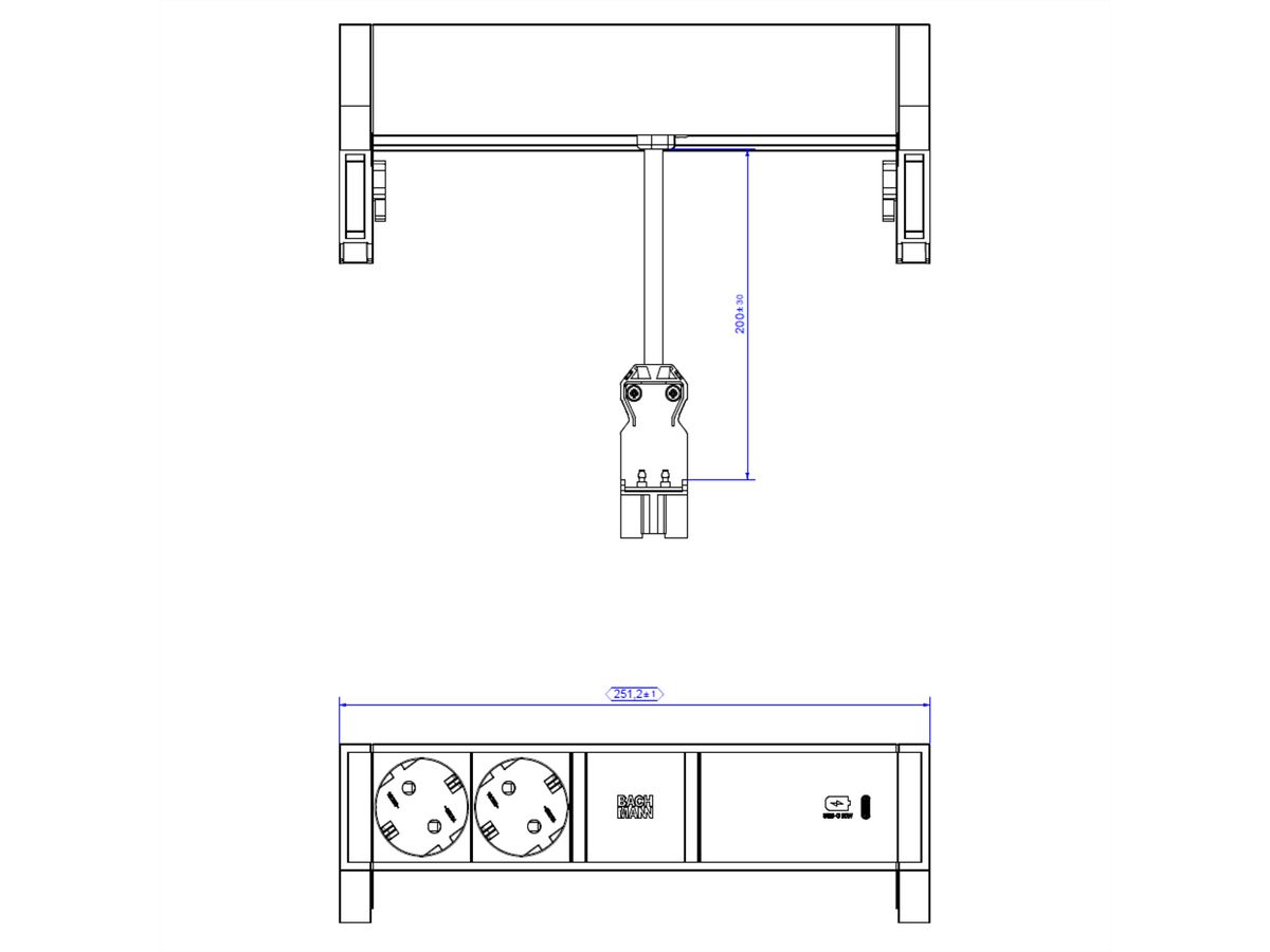 BACHMANN DESK2 2x contact de protection USB C