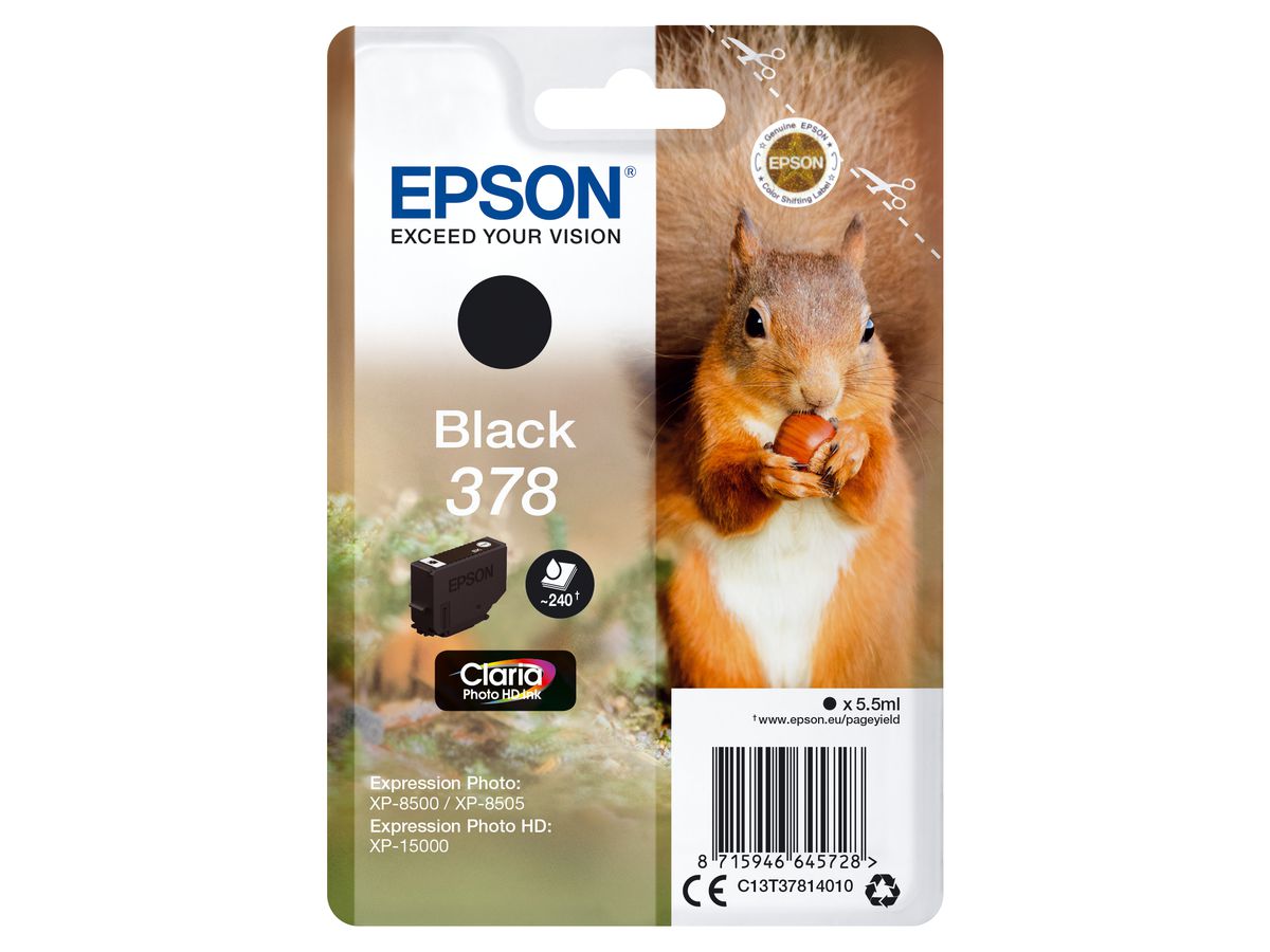 Epson Singlepack Black 378 Claria Photo HD Ink