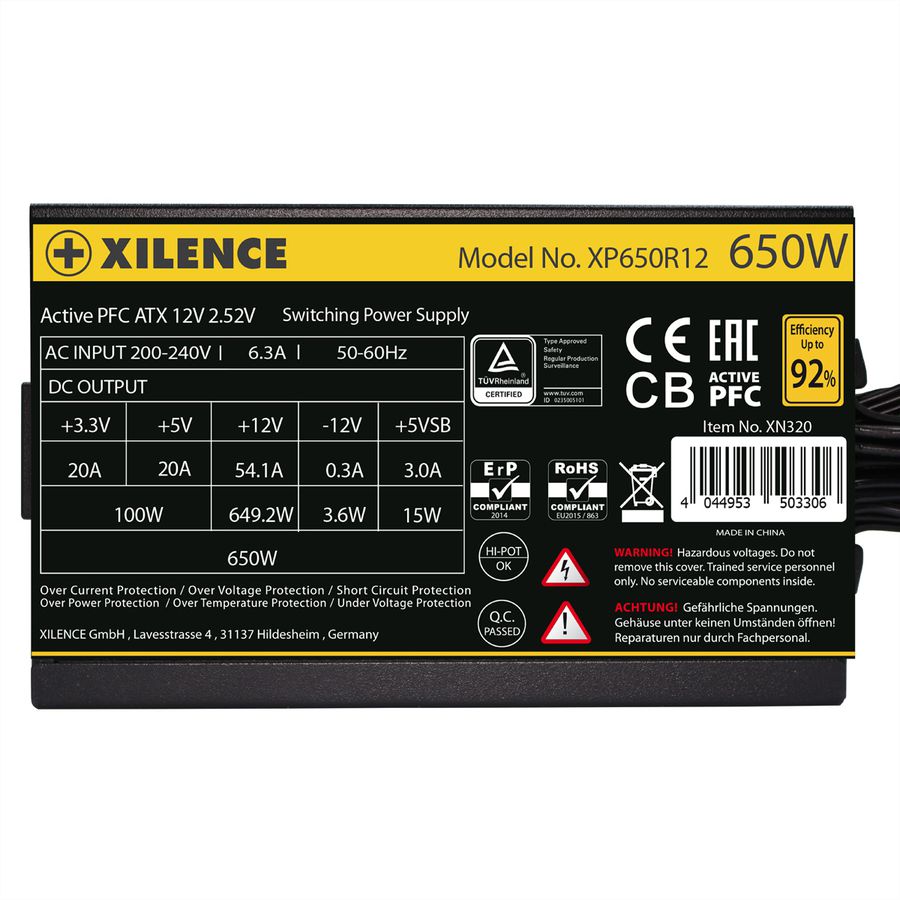 Xilence XP650R12 650W PC Netzteil, Meet 80+ Gold, Gaming, ATX