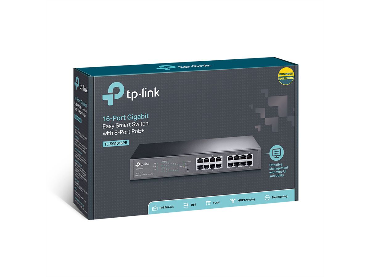 TP-Link TL-SG1016PE Omada 16-Port Gigabit Switch, 8x PoE+