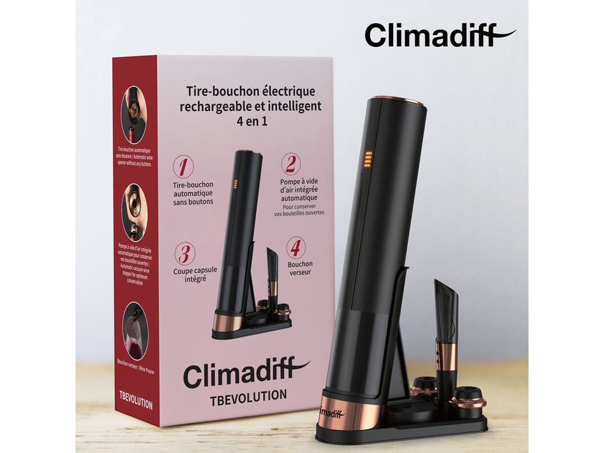 Climadiff Weinöffner TBEVOLUTION, aufladbar, mit Zubehör