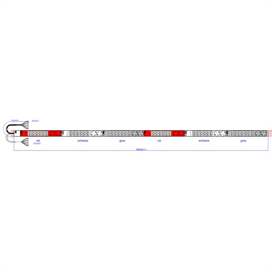 BACHMANN IT PDU ALU 0UH 36x C13 12x contact de protection, raccordement fixe 2x 3x 32A