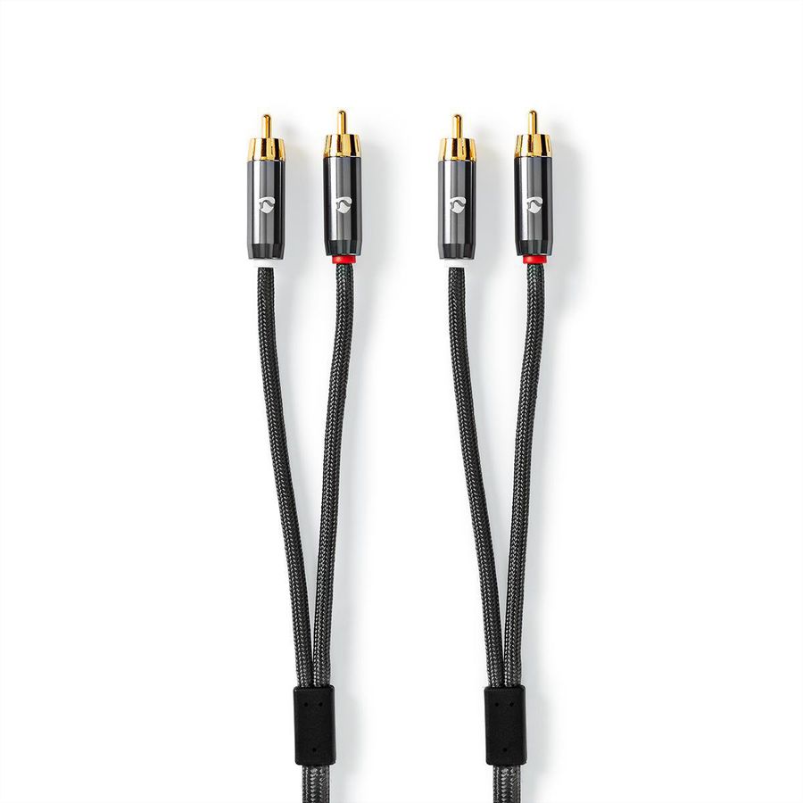 Câble audio stéréo Nedis, 2x RCA, ST/ST, gris, 2 m