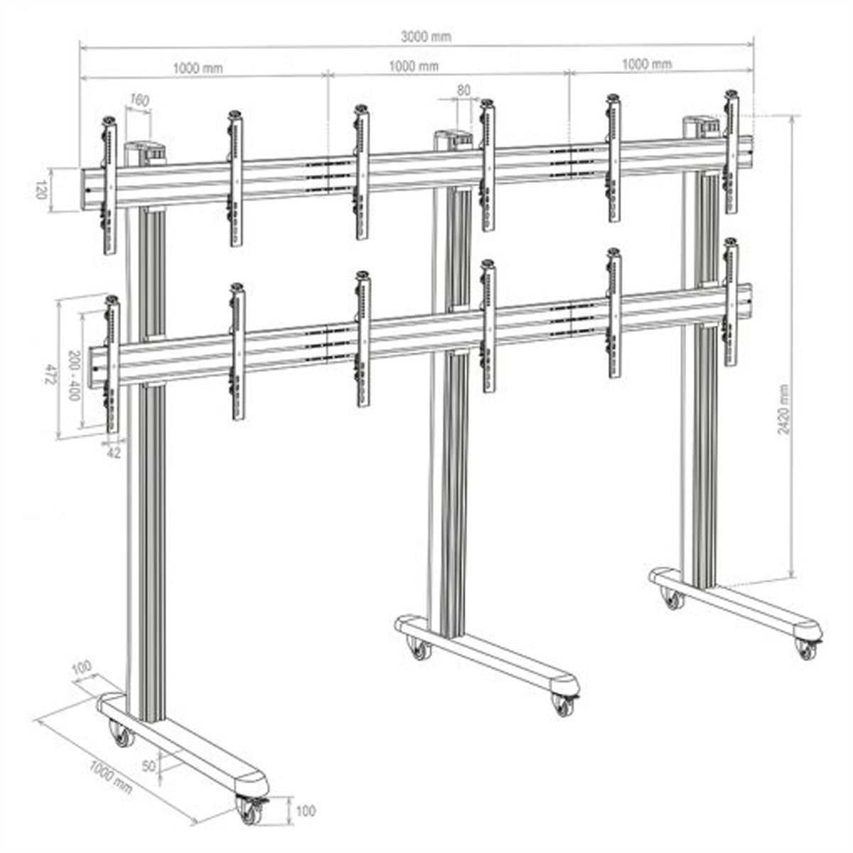 Hagor Support mural HA-VWT 3 x 2 Landscape, Videowall-Trolley,