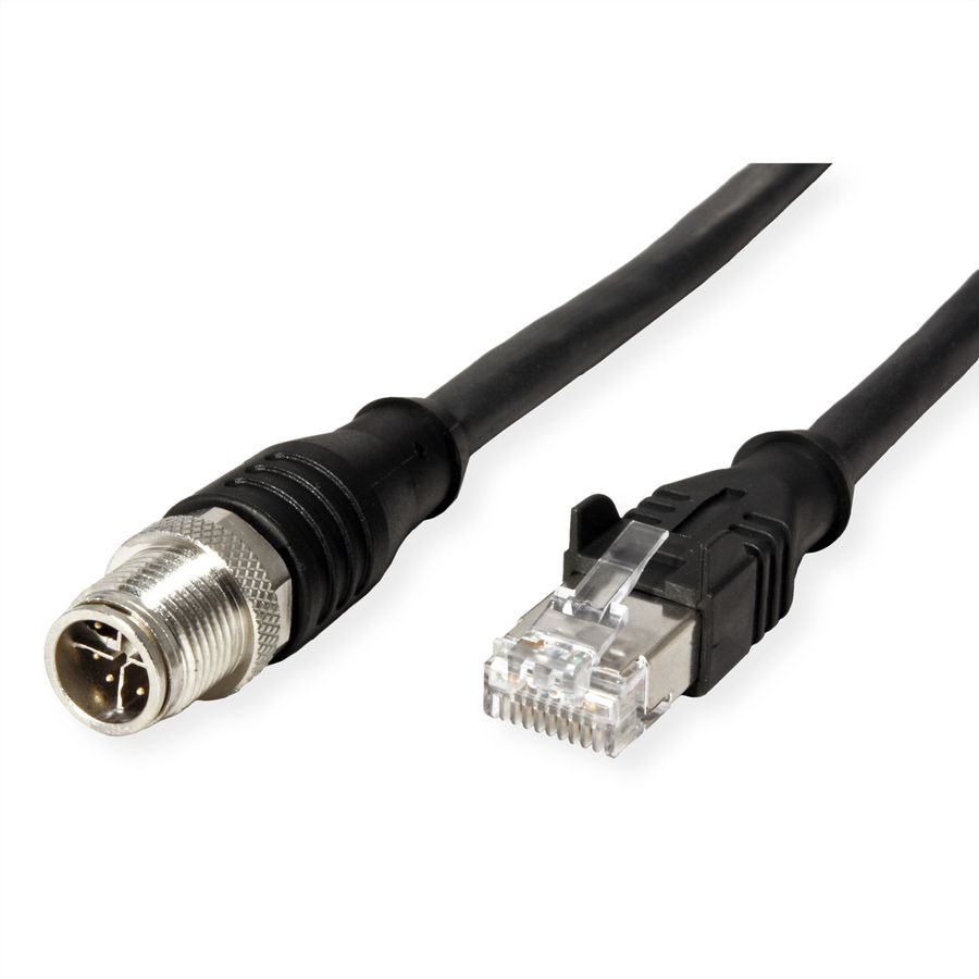 METZ CONNECT Verbindungsleitung M12 ST-RJ45 ST, 4-polig X-kodiert, schwarz, 1 m
