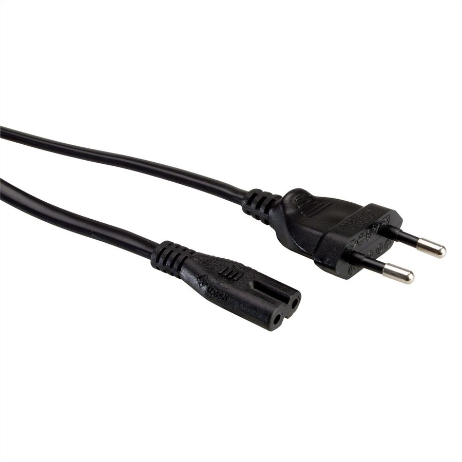 VALUE Netzkabel Euro-Flachstecker auf C7, 2polig, schwarz, 3 m