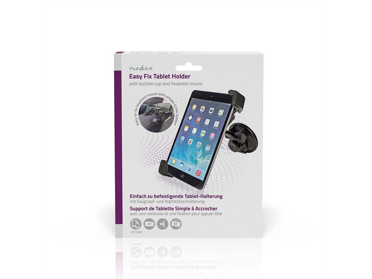 Support pour tablette de 12 pouces Nedis pour voiture, Fenêtre, appuie-tête, réglable