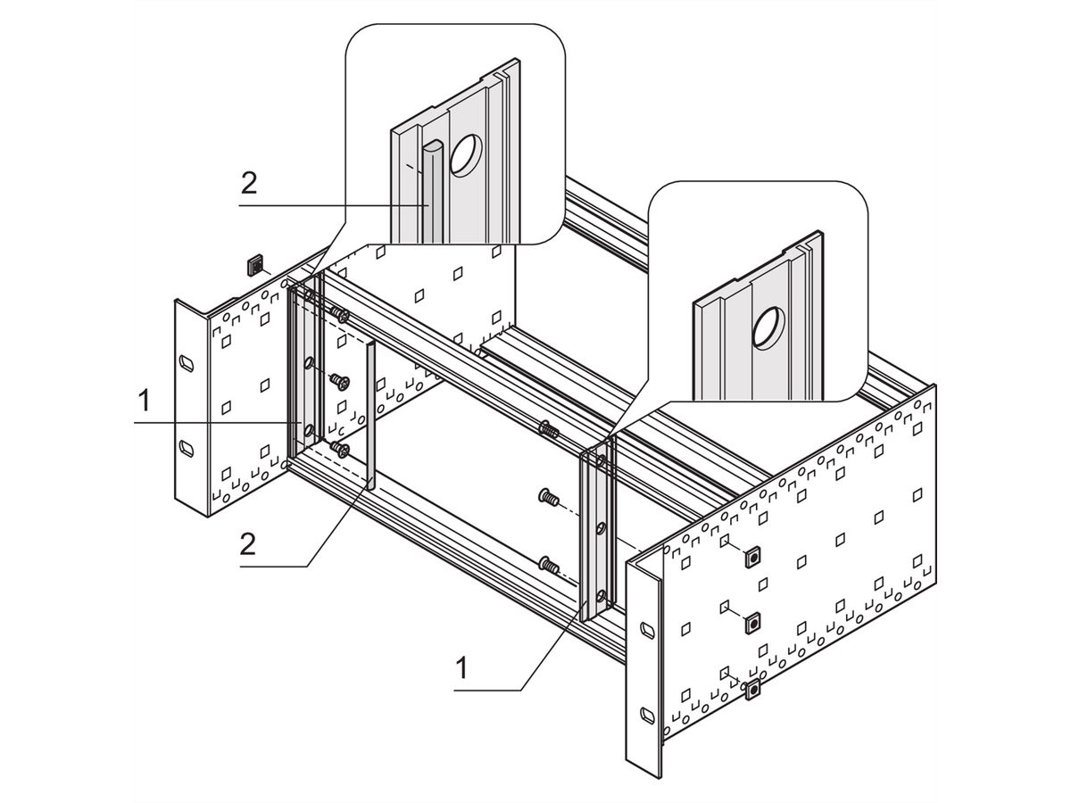 SCHROFF EMV-Schirmung zwischen Frontplatte und Seitenwand (vertiefter Einbau) für Textildichtung, EMC-TRAEGERLEISTE 6HE FPL-SW