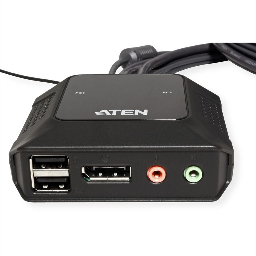 ATEN CS52DP 2-Port USB-C DP Hybrid Kabel KVM Switch
