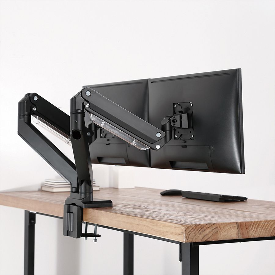ROLINE Support double LCD à gaz, 5 axes de rotation, max. 15 kg, jusqu'à 35 pouces