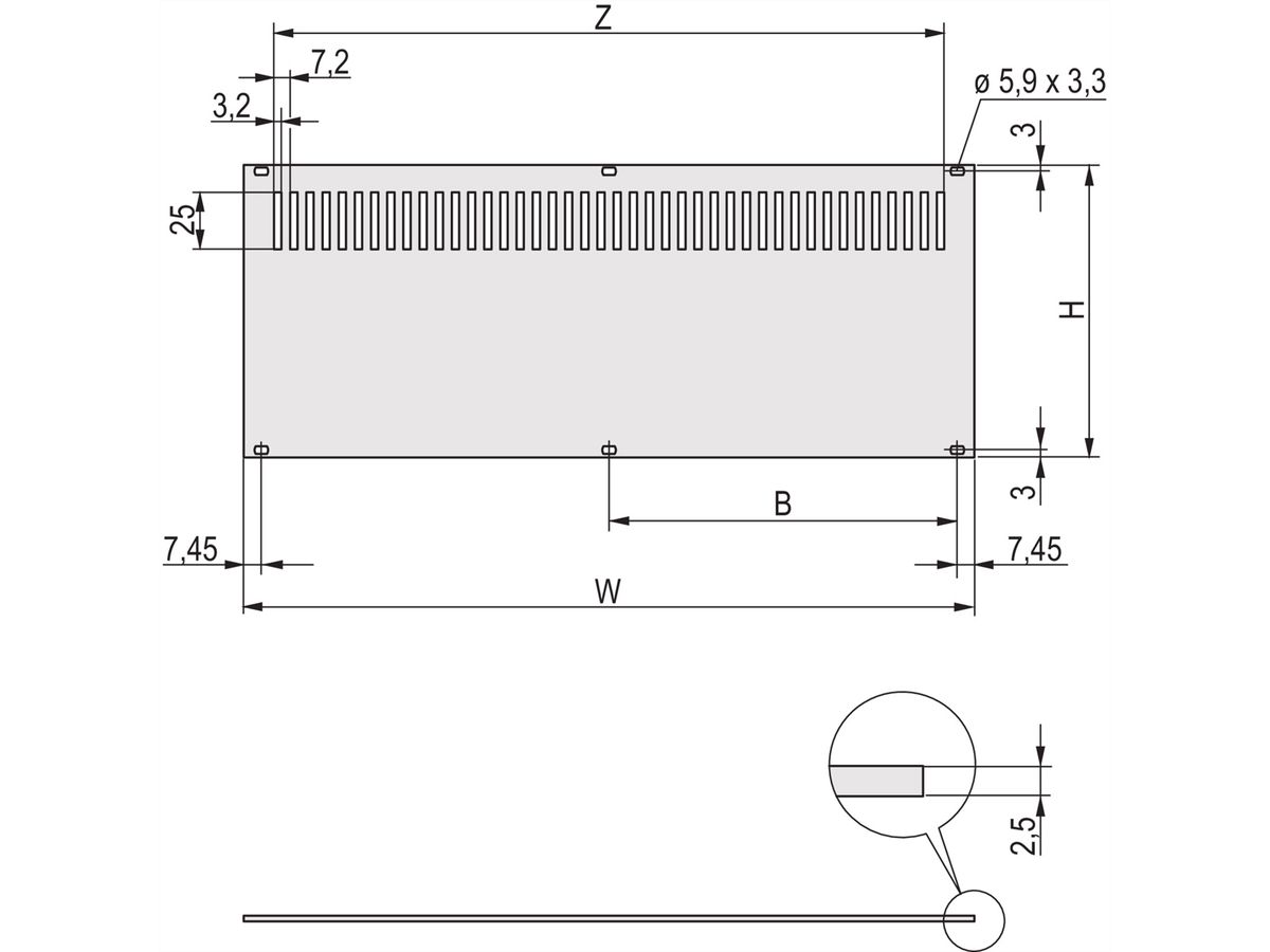 Panneau arrière SCHROFF, perforé, non blindé, pour RatiopacPRO et PropacPRO, 4 U, 84 HP