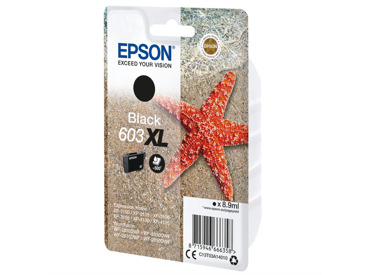 EPSON C13T03A14010, 603XL, Tintenpatrone, schwarz, hohe Kapazität für EPSON Expression Home XP-2100, XP-3100, XP-4100