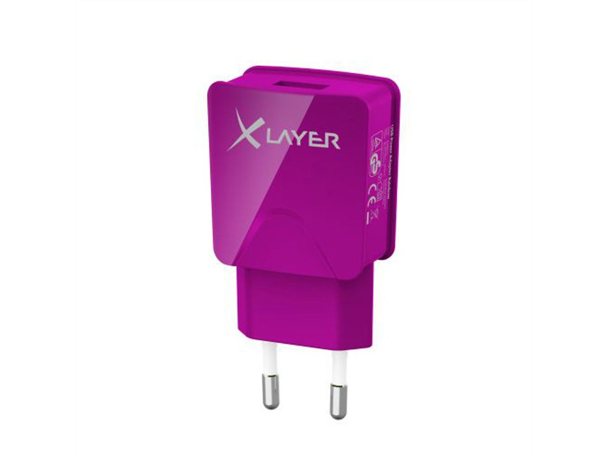 Xlayer Netzadapter USB, 2.1 A, violett