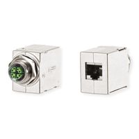 METZ CONNECT Traversées de cloison pour armoire électrique M12, codage X, sur RJ45 - droite