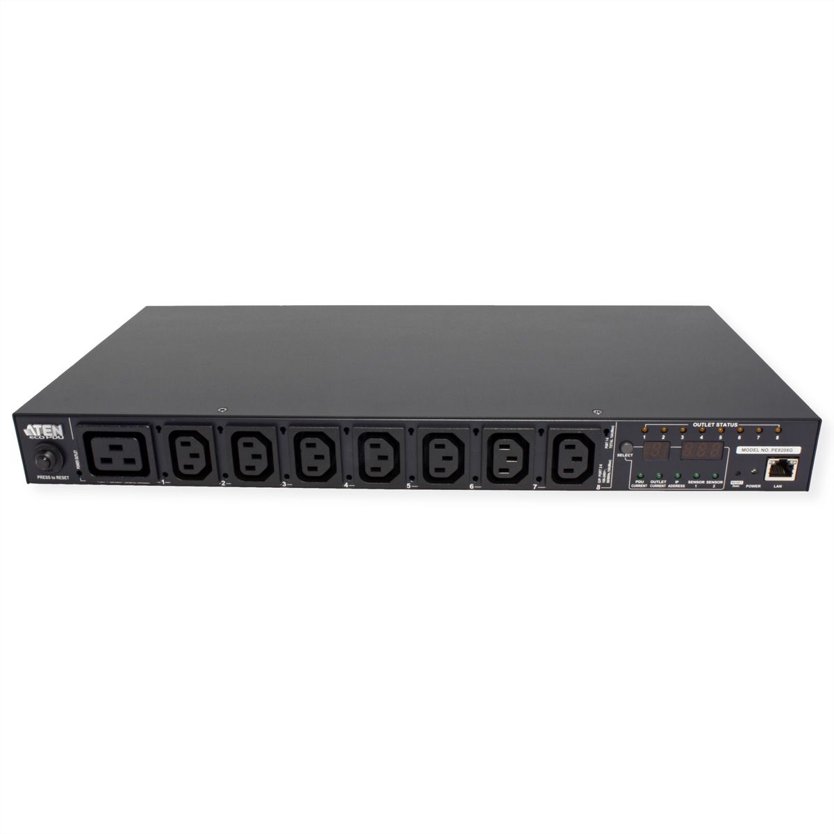 ATEN  PE8208G PDU 8 Port, 1HE, 7xC13 + 1xC19, 16A , Einzel-Port-Messung