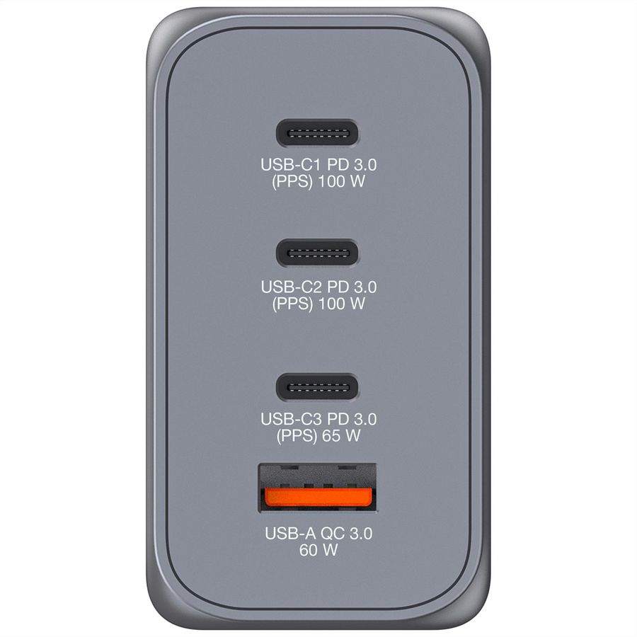 Verbatim GaN 4 Port Charger 200W, 3x USB-C, 1x USB-A, EU+UK Adapter