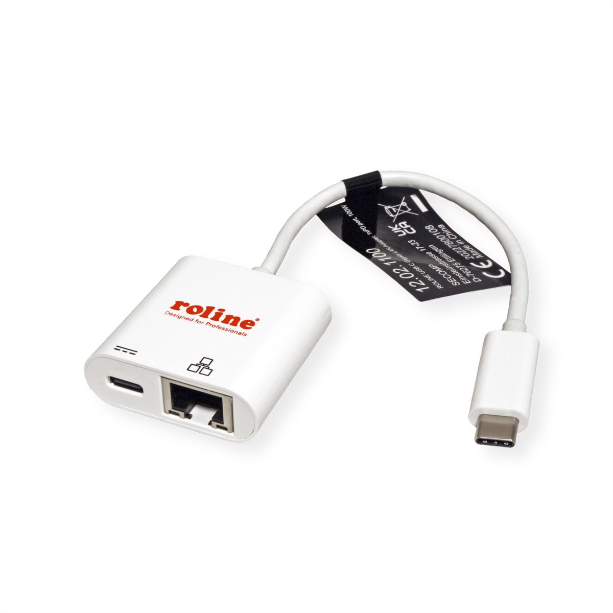 ROLINE USB-C zu Gigabit Ethernet Konverter, PD Port, 100W