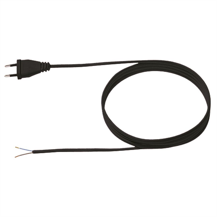 BACHMANN Câble 2x0,75 3m noir, H03VVH2-F Connecteur Euro, non emballé