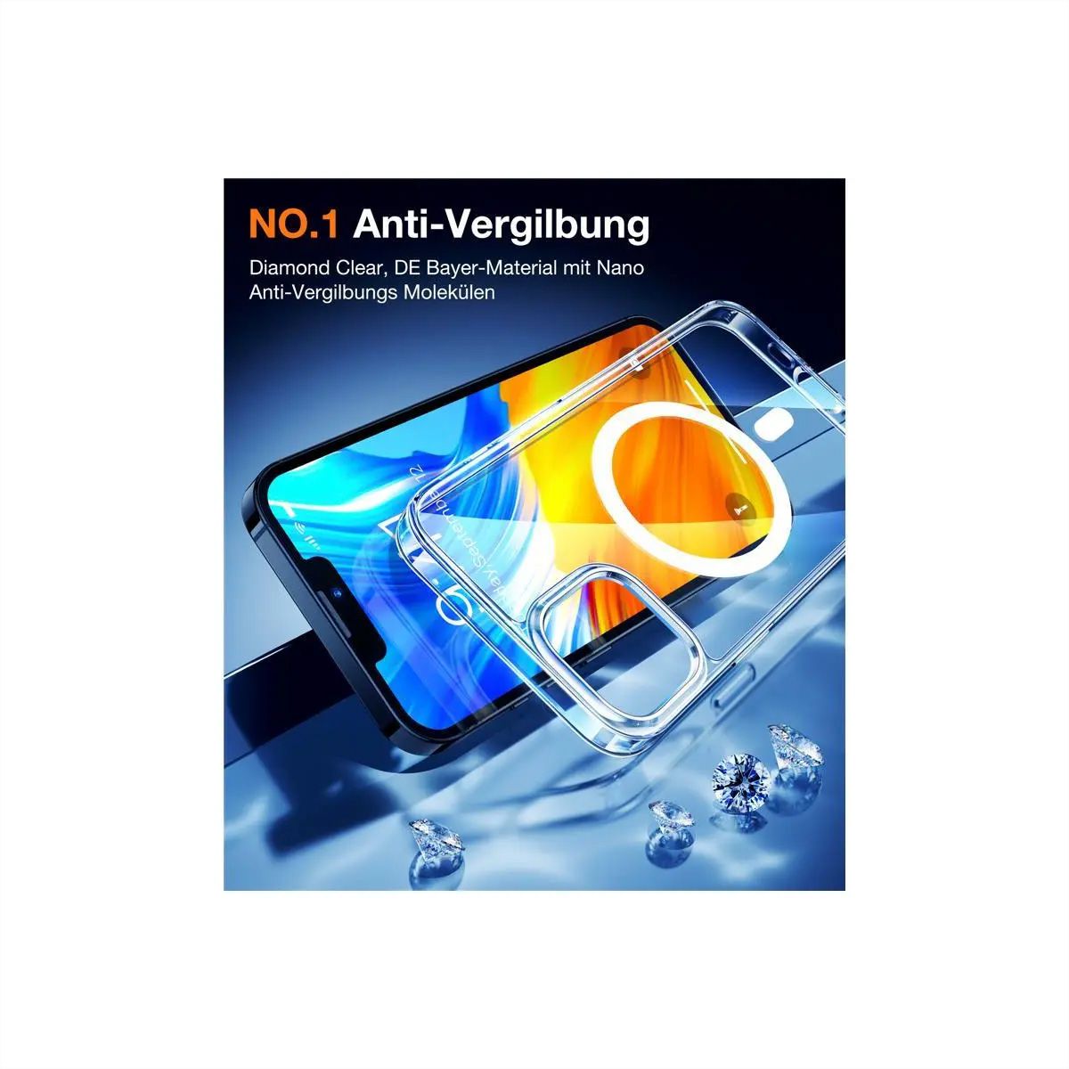 Torras Diamond Case iPhone 15, MagSafe, transparent
