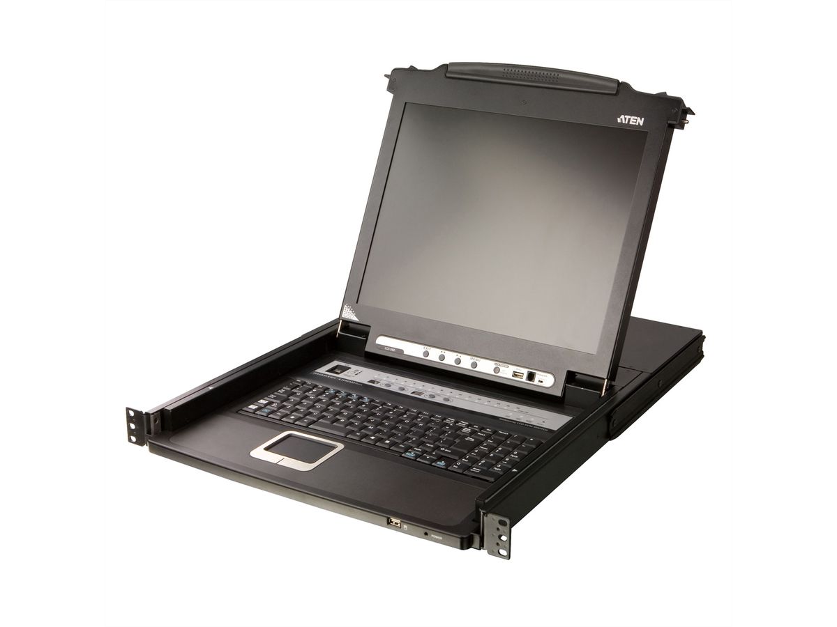 ATEN CL5716MW 43cm wide LCD KVM Switch, USB-PS/2,VGA, 16 Port, CH-Layout