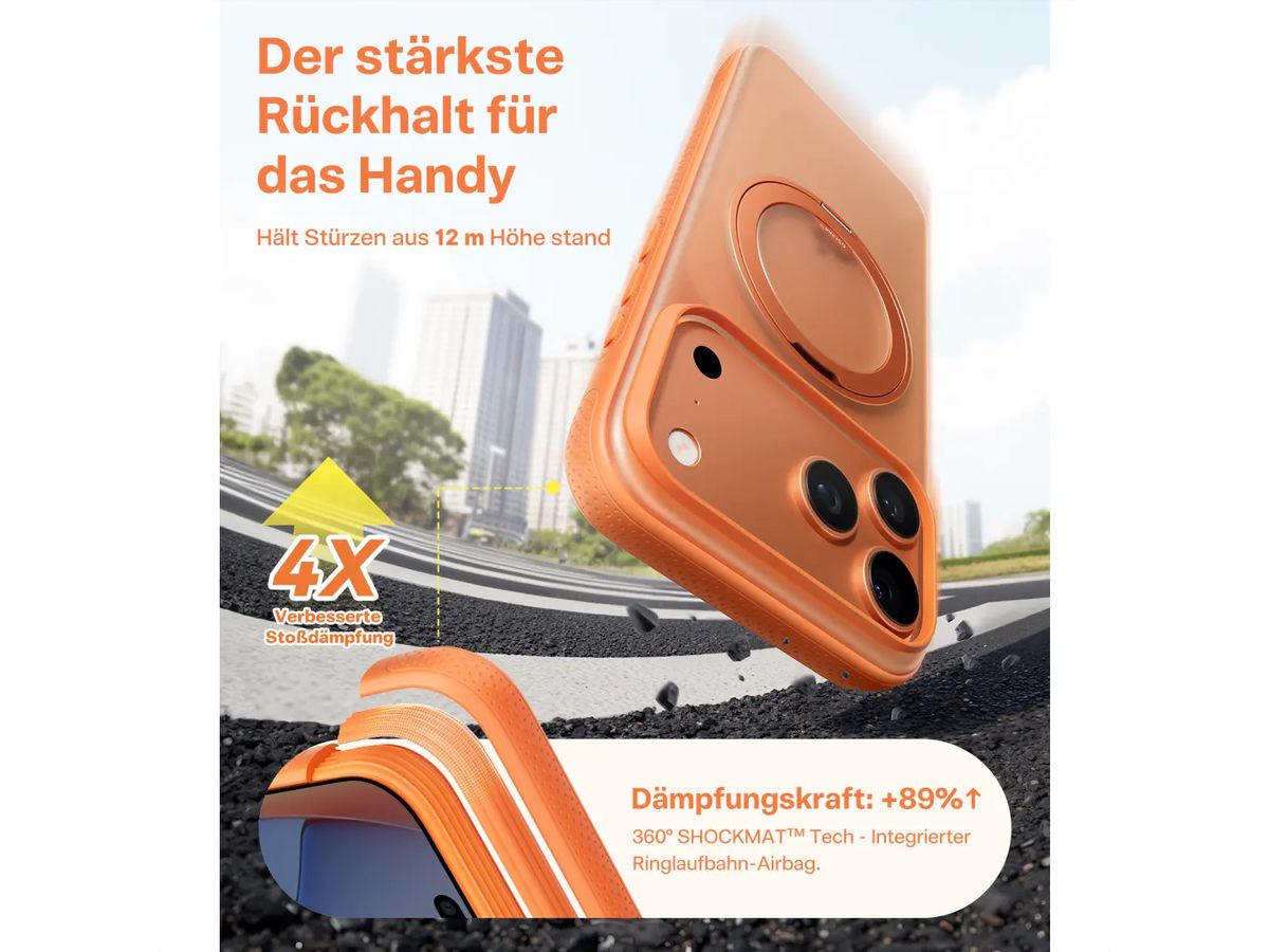 Torras Ostand R Fitness Schutzhülle, iPhone 17 Pro Max, MagSafe, orange