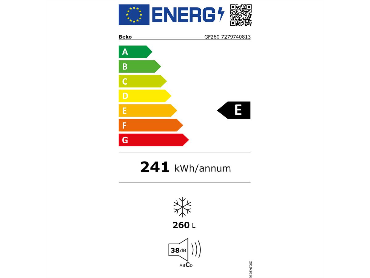 Beko Gefrierschrank GF260, Nofrost, 260l, 170,5cm, weiss