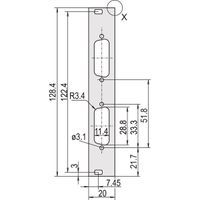 SCHROFF Face avant, plate, Refrofit Shielding, D-Sub Cutout, 3 U, 4 HP, 2 x 15 broches, 2,5 mm, alu, anodisé avant, conducteur arrière