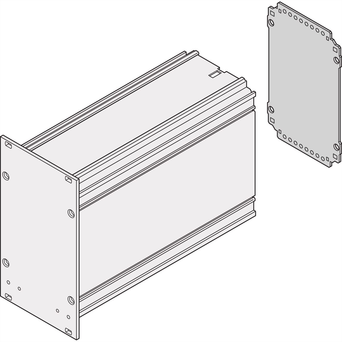 Panneau arrière de l'unité enfichable de type cadre SCHROFF, lisse, 6 U, 42 HP
