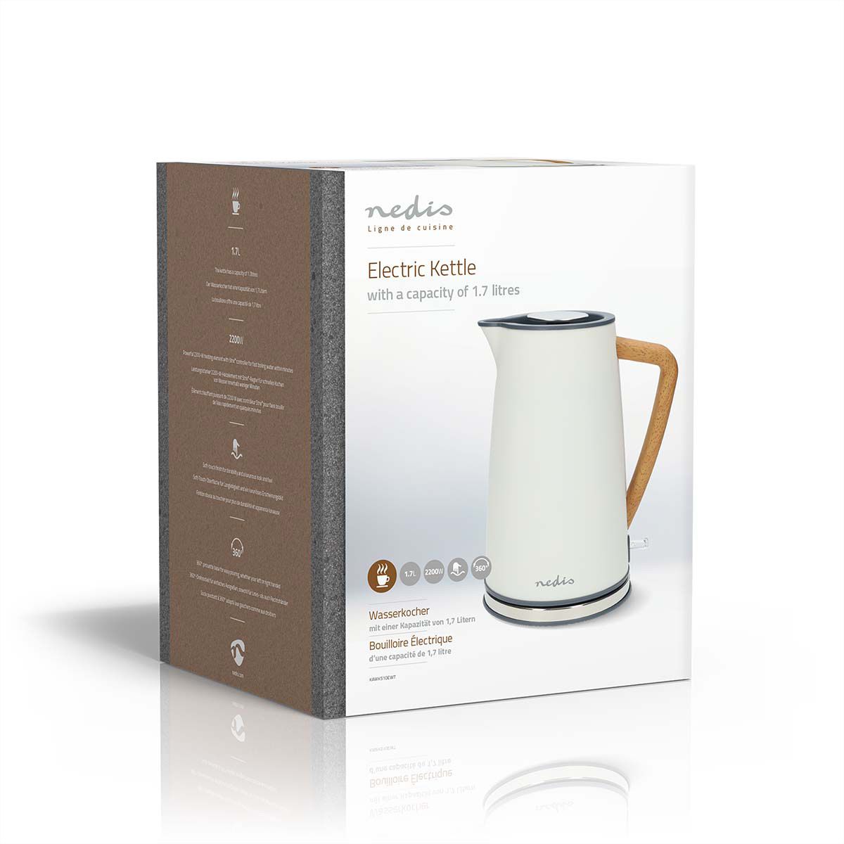 Bouilloire Nedis 1,7 l, blanc, Soft Touch, Strix
