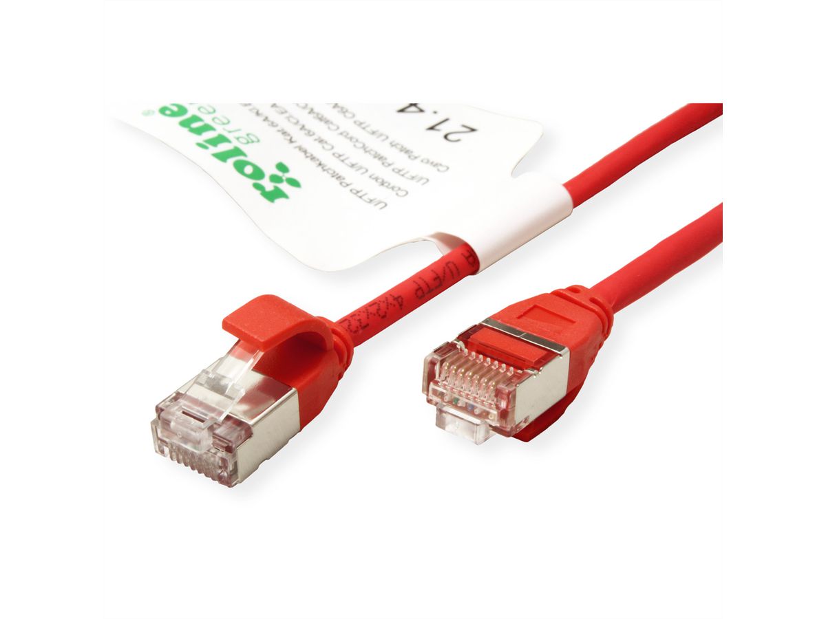 ROLINE GREEN Cordon DataCenter U/FTP Cat.6A (Classe EA), LSOH, slim, rouge, 0,3 m