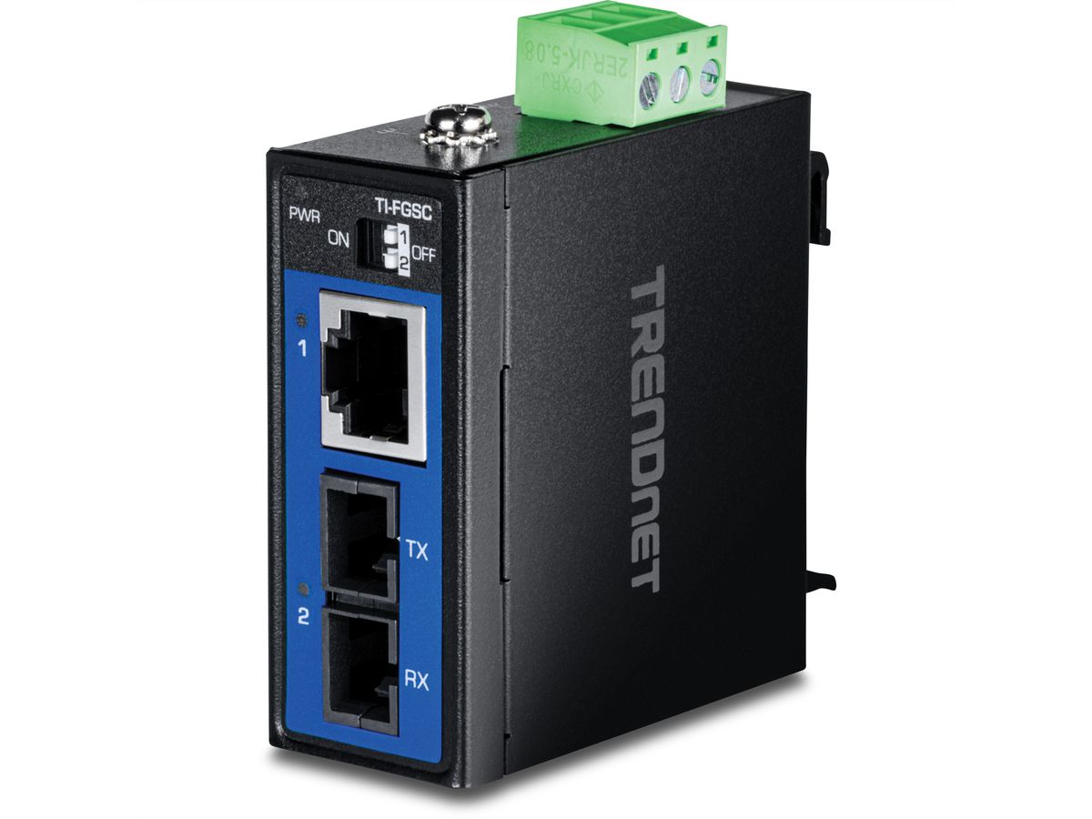 TRENDnet TI-FGSC Convertisseur fibre SC industriel renforcé multimode, 1000 Base-FX 1 km
