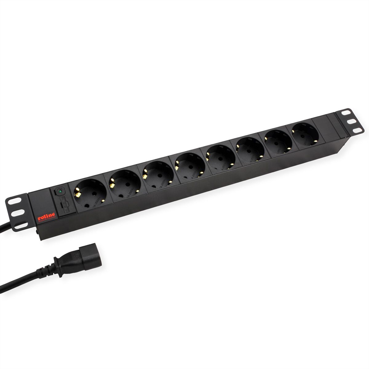 ROLINE 19-Zoll Steckdosenleiste 8fach, C14-Stecker, schwarz, 2 m