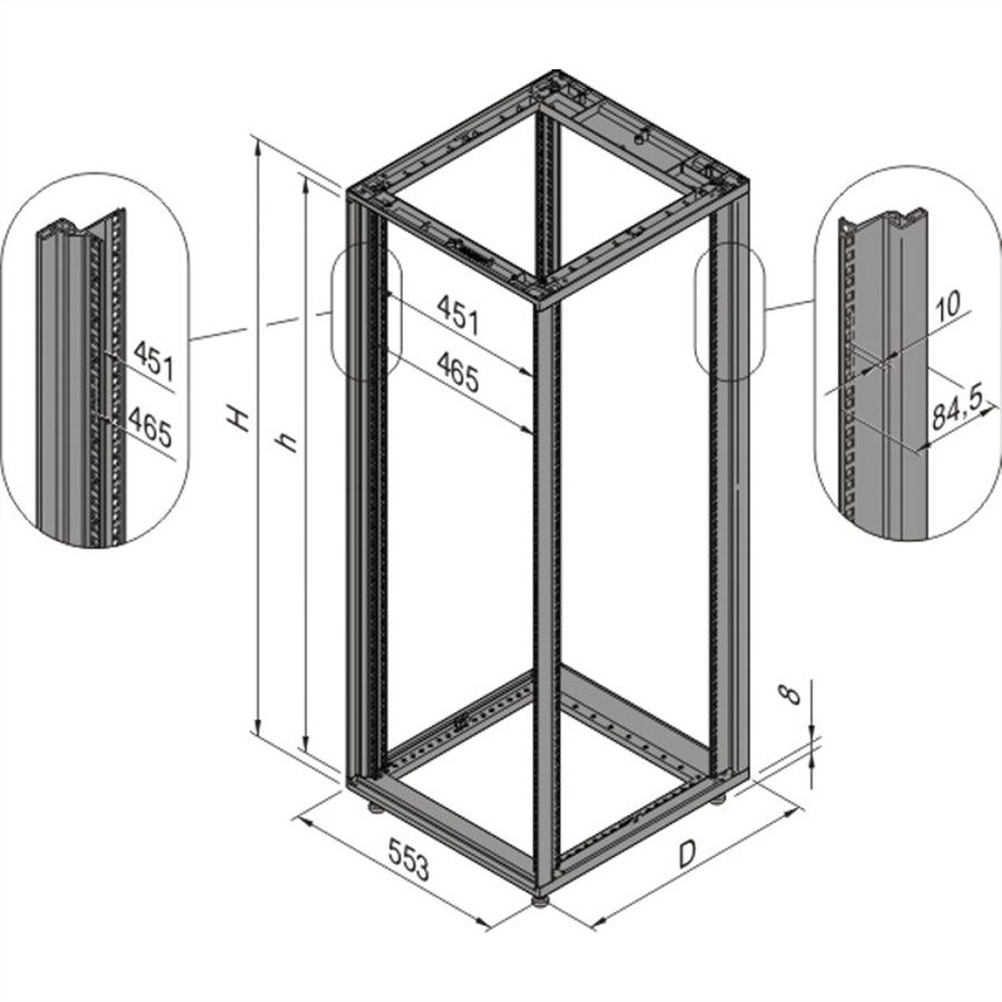 Cadre d'armoire Novastar SCHROFF, Slim-Line, 47 U 553W 600D