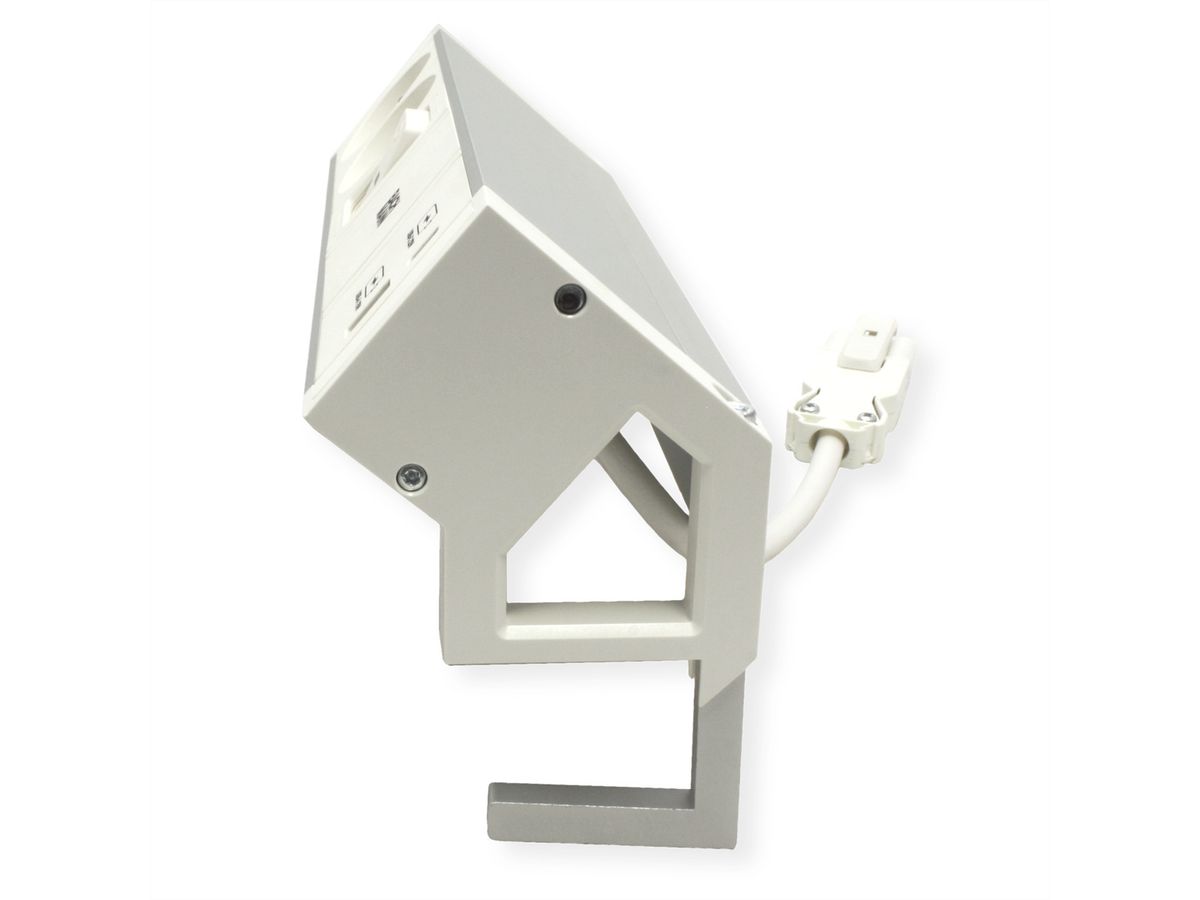 BACHMANN DESK2 ALU WHITE 2xUTE 1xUSB A/C 22W 1xSchalter 0,2m