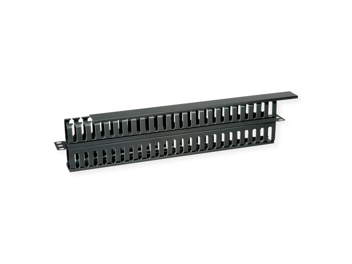 VALUE Plaque avant 19" de 1U avec canal de rangement de chaque côté, noir