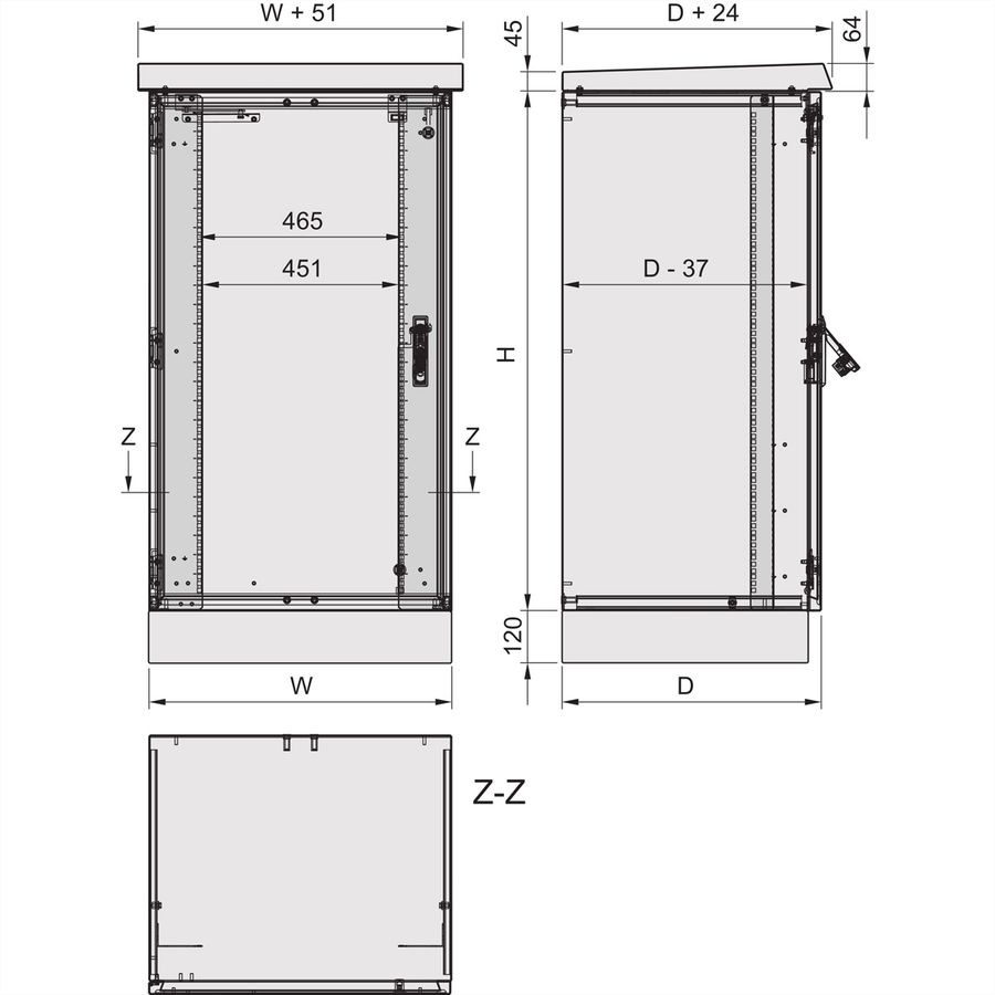 SCHROFF Outdoor Comline ECL Cabinet avec socle, 900H 700W 600D