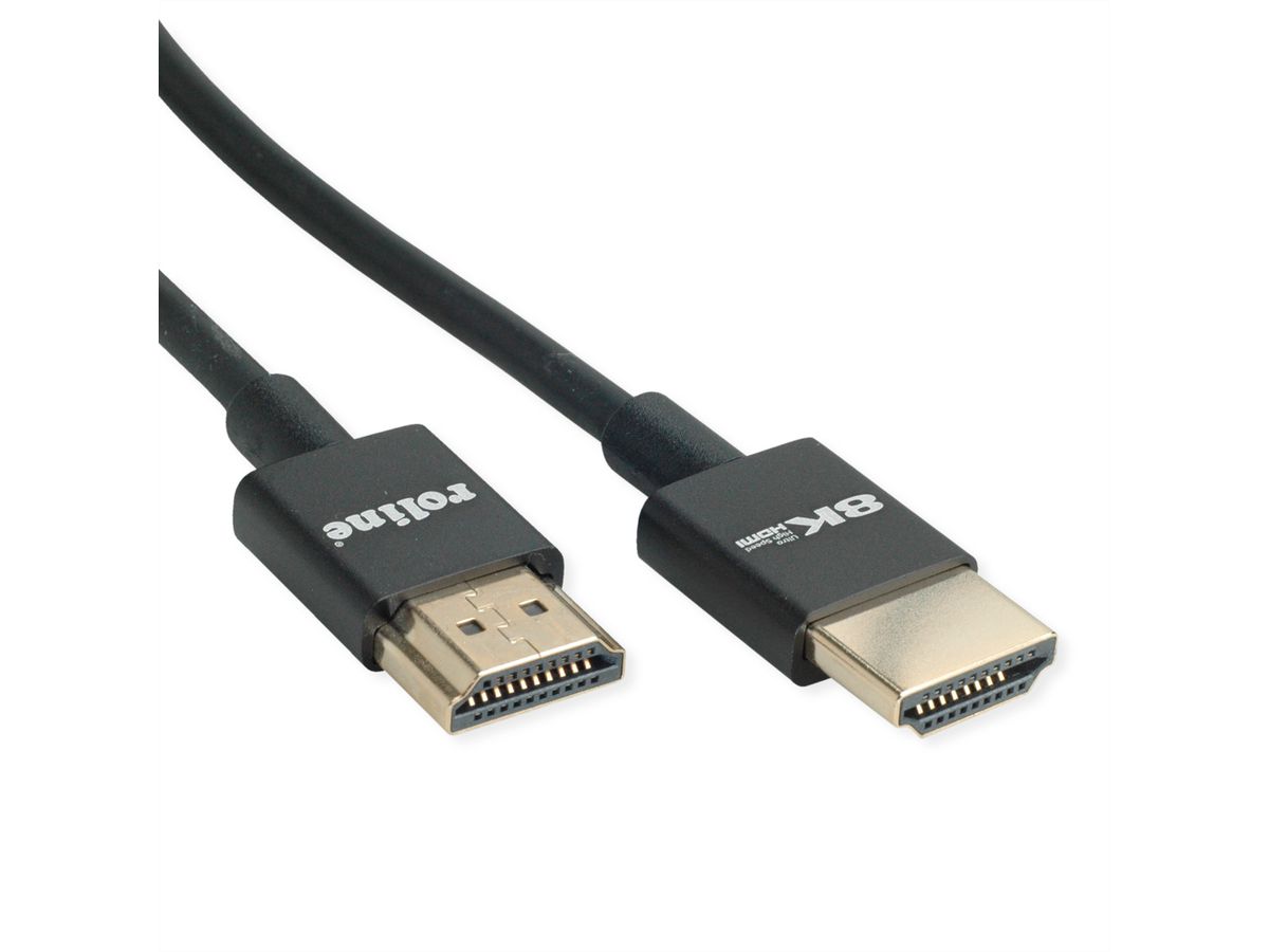 ROLINE Câble HDMI Ultra HD 8K avec Ethernet, Slim, M/M, noir, 1,5 m