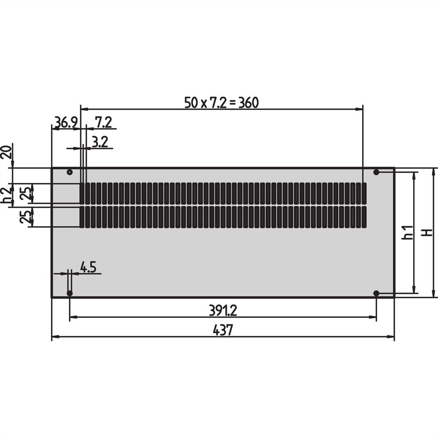 Panneau arrière de l'Inpac SCHROFF ventilé, 6 U
