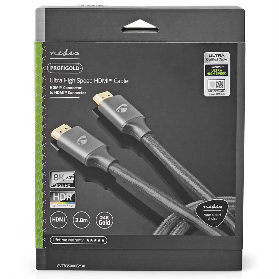 Nedis 8K HDMI Ultra HD Kabel, ST/ST, grau, 3m