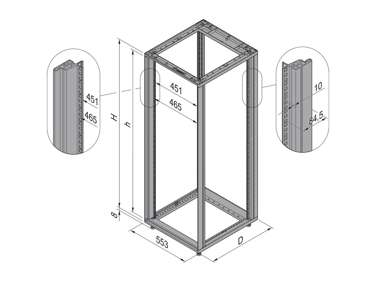 SCHROFF Châssis HD-U 12U 553B 900P 7021